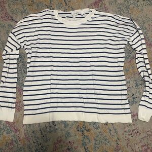J. Crew White and Navy Striped Top size Large